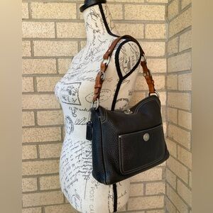 VTG Coach Chelsea Turnlock Bag Black Pebbled Leather Fold Over Turn Lock Purse